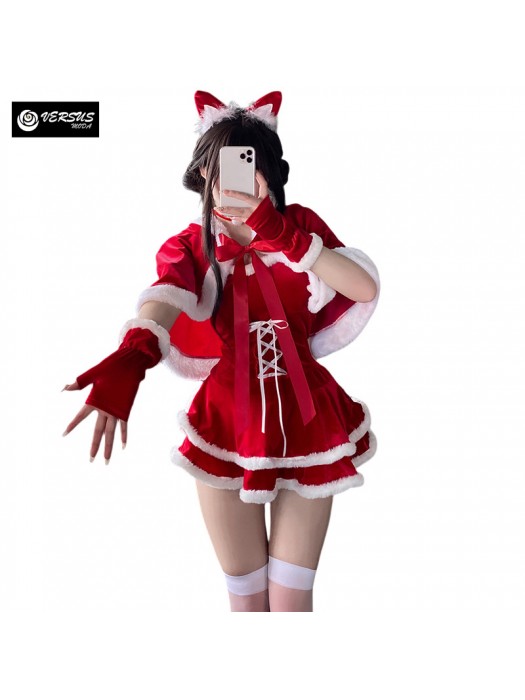 Donna Costume Babbo Natale Cosplay Hostess Discoteca Animazione Christmas HOS091